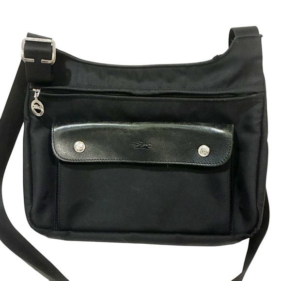Longchamp Planetes Nylon Leather Black Crossbody - Picture 1 of 8